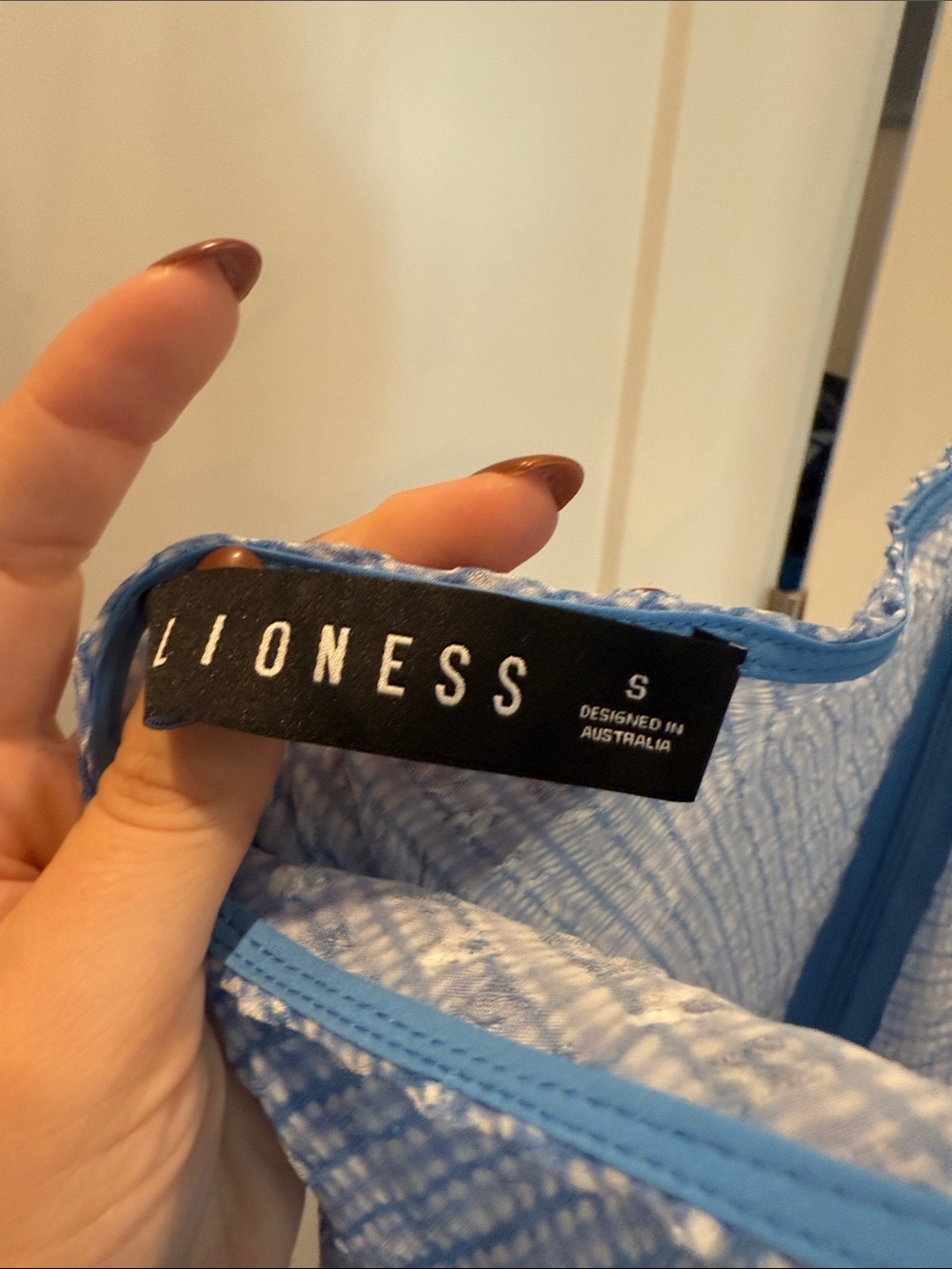 Lioness Carrie Halter Dress in Blue Check - Picture 5 of 5